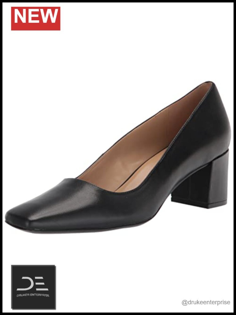 Naturalizer Karina Womens Low Block Heel Square Toe Pump Leather 2.25"